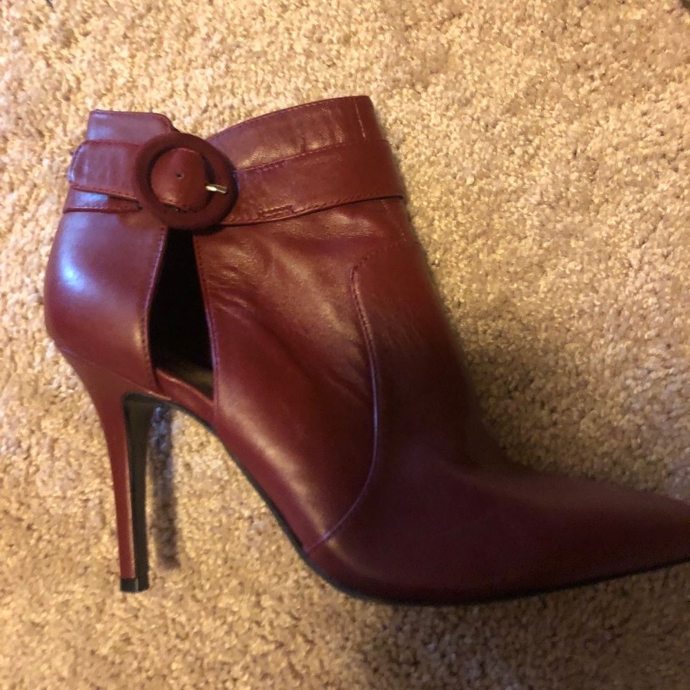 Wine bootie heels